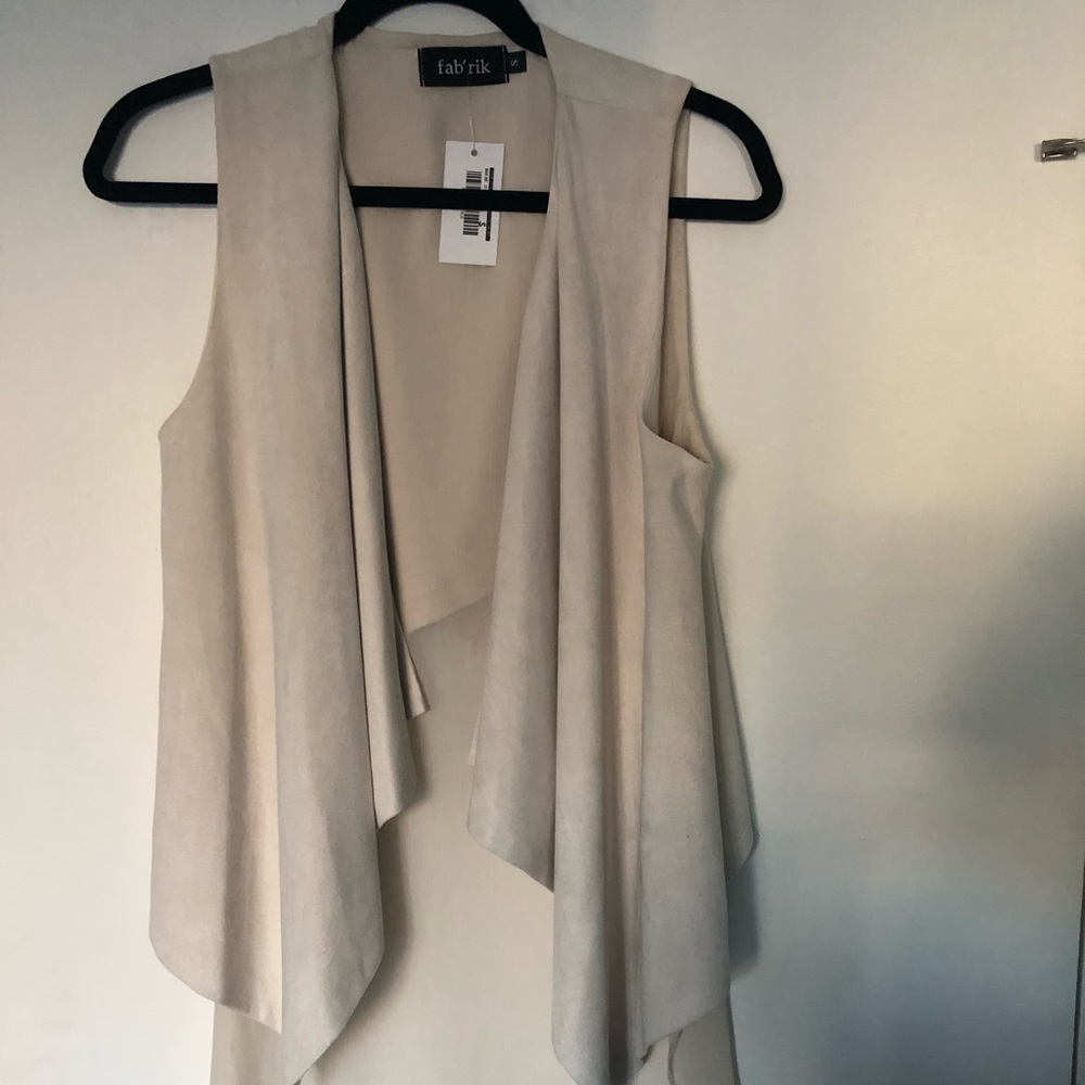 Tan suede and chiffon vest